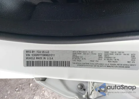 2021 Ram 1500 Big Horn 4X4 5'7 Box from USA, damaged, VIN 1C6SRFFTXMN531211